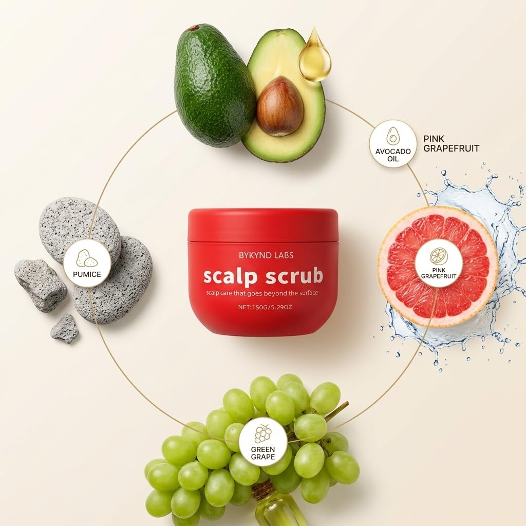BYKYND LABS Avocado Oil Scalp Scrub 200g lid and texture
