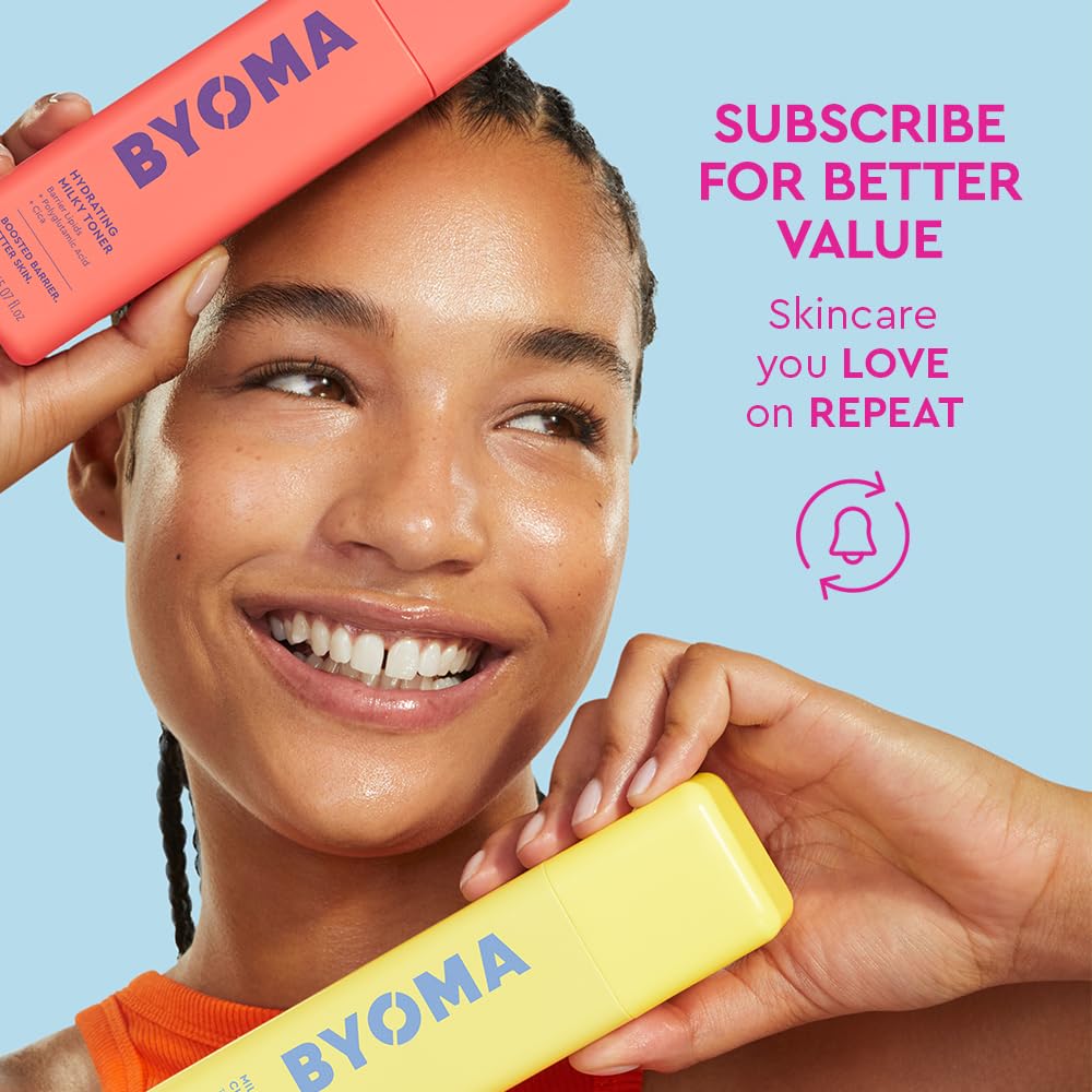 BYOMA Hydrating Serum with a background of skincare products