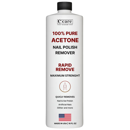 C CARE 100% Pure Acetone Nail Polish Remover front view 16 Fl oz