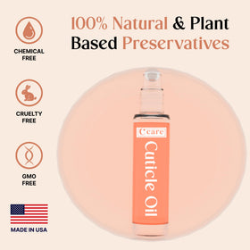 C CARE cuticle oil bottle with label details