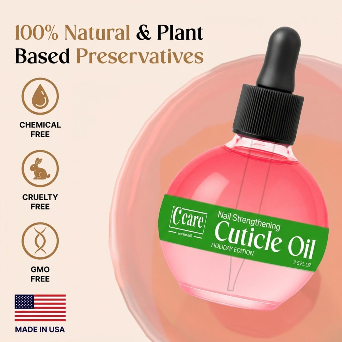 C CARE Cuticle Oil bottle with spill-proof design