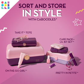 Caboodles Care Pack and Lil Bit Set together on a table