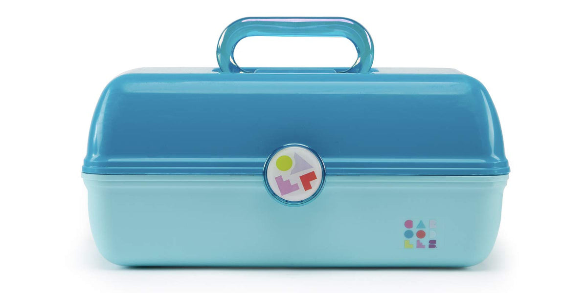 Caboodles On-the-Go Girl Cosmetic Organizer front view in Turquoise