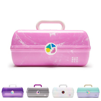 Caboodles On-the-Go Girl Cosmetic Organizer in Bubblegum Marble front view