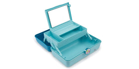 Caboodles On-the-Go Girl Cosmetic Organizer open showing compartments