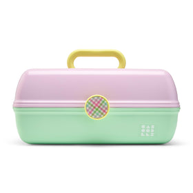 Caboodles On-The-Go Girl Makeup Box front view in lavender and light green