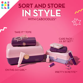 Caboodles On-The-Go Girl Makeup Box in a travel setting