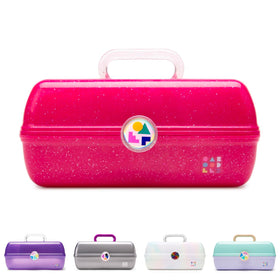 Caboodles On-The-Go Girl Makeup Box in Deep Pink Sparkle front view