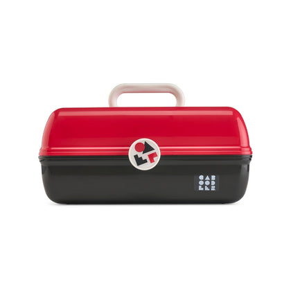 Caboodles On-The-Go Girl Makeup Box in red over black with open lid