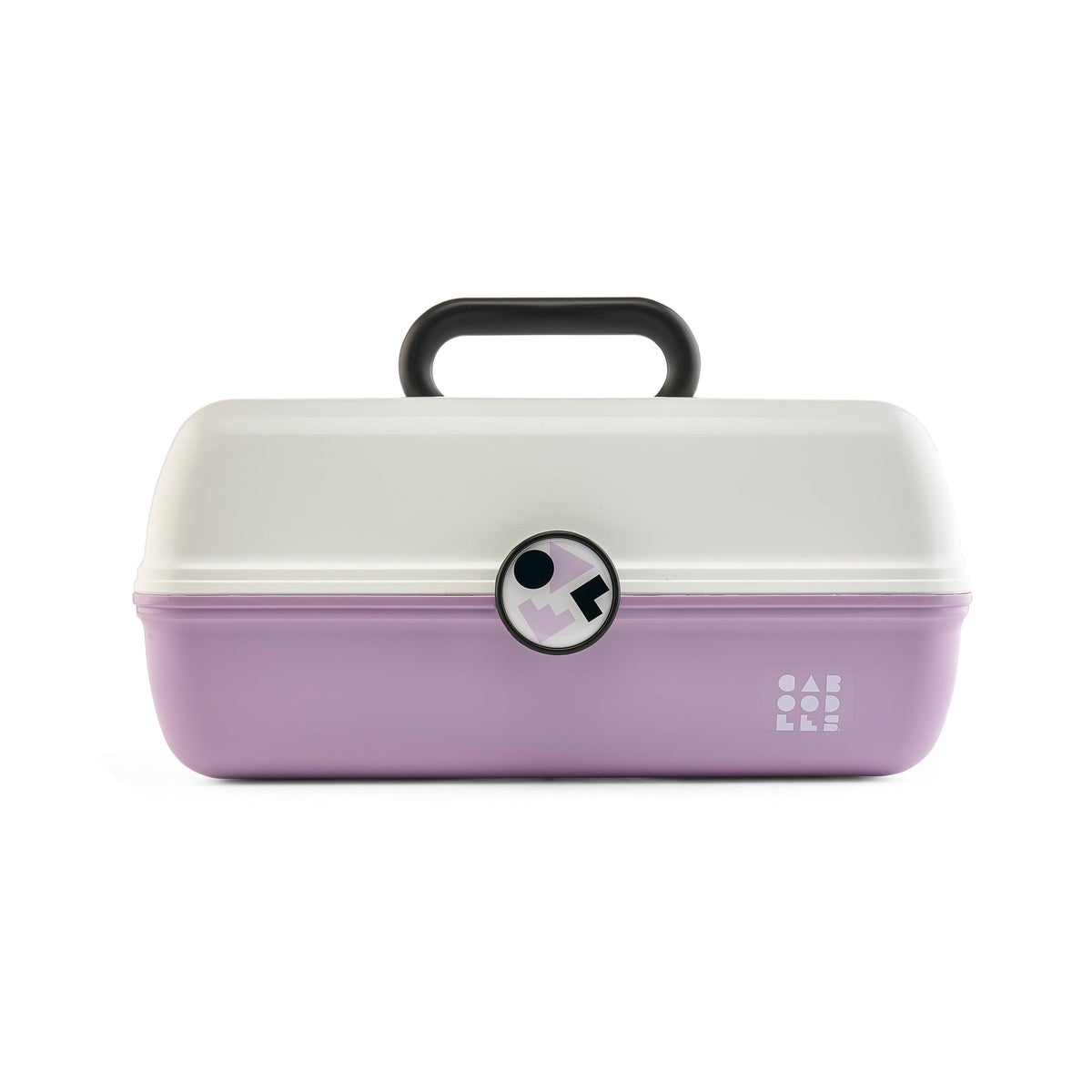 Caboodles On-The-Go Girl Makeup Box in white over lavender with mirror