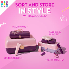 Caboodles On-The-Go Girl Makeup Box side view showing secure latch