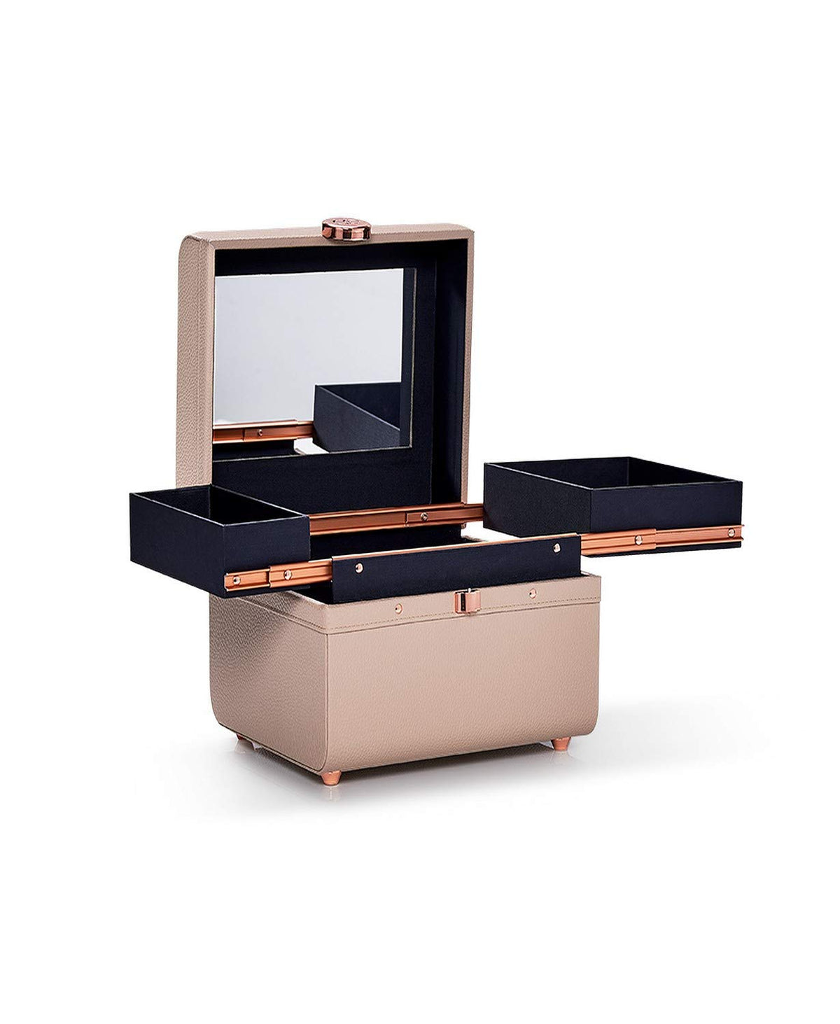 Caboodles Small Train Case showing large mirror and latch closure