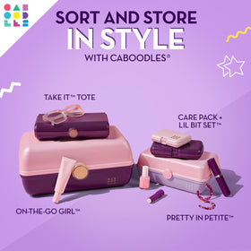 Caboodles Twilight Disco Cosmetic Organizer with mirror and flip lid open