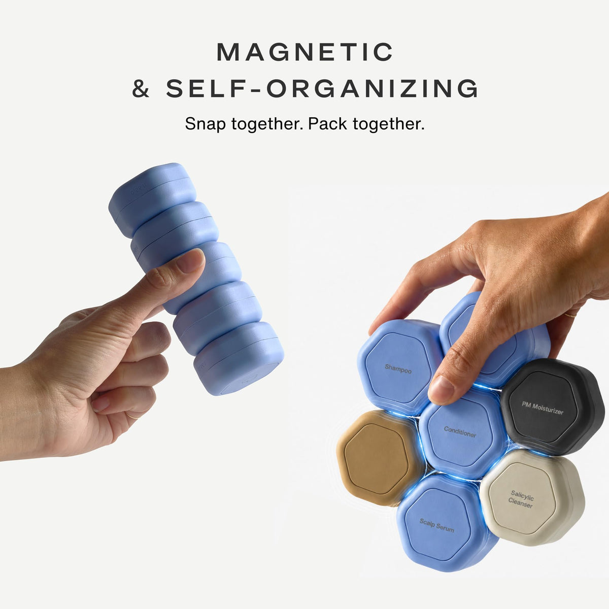 Cadence Capsules Basic Skincare Set hexagonal design close-up