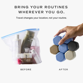 Cadence Daily Routine Capsule Set displayed with toiletries