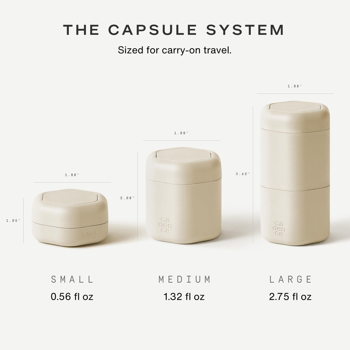 Cadence Haircare Capsule Set with three containers on a bathroom counter