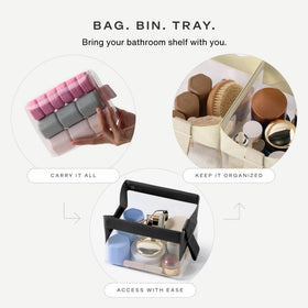 Cadence Parcel Clear Travel Kit folded open as a tray