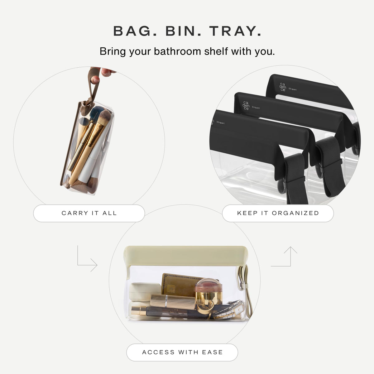 Cadence Parcel Clear Travel Kit inside view showing transparent material