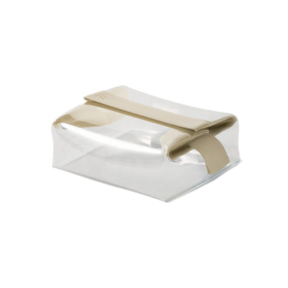 Cadence Parcel Clear Travel Kit medium size in Pebble colour front view