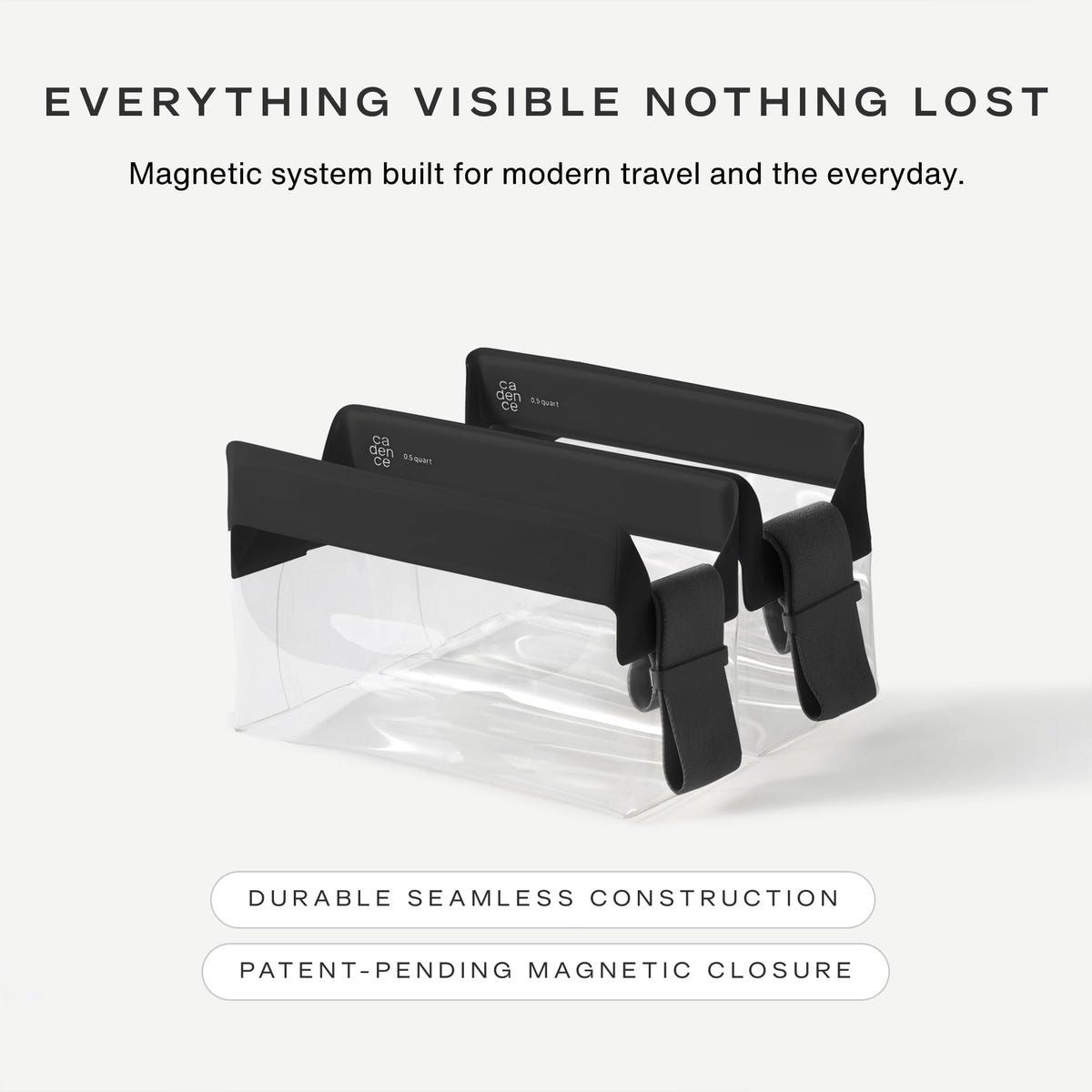 Cadence Parcel Clear Travel Kit side view showcasing modular design