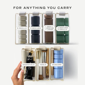 Cadence Parcel Clear Travel Kit with makeup items inside