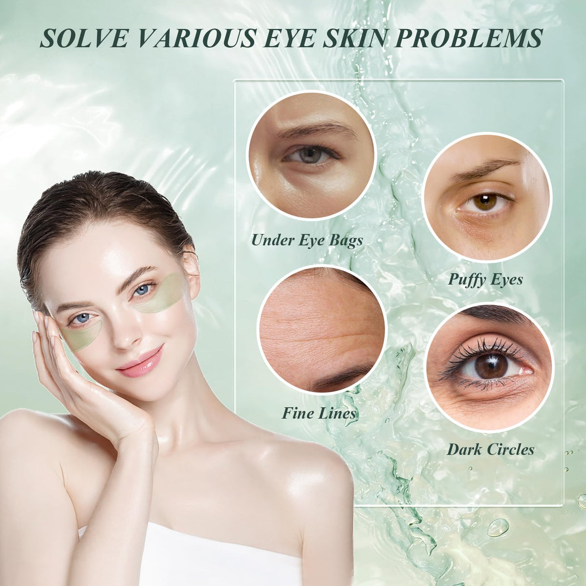 Caewous Aloe Vera Under Eye Patches in use on a model