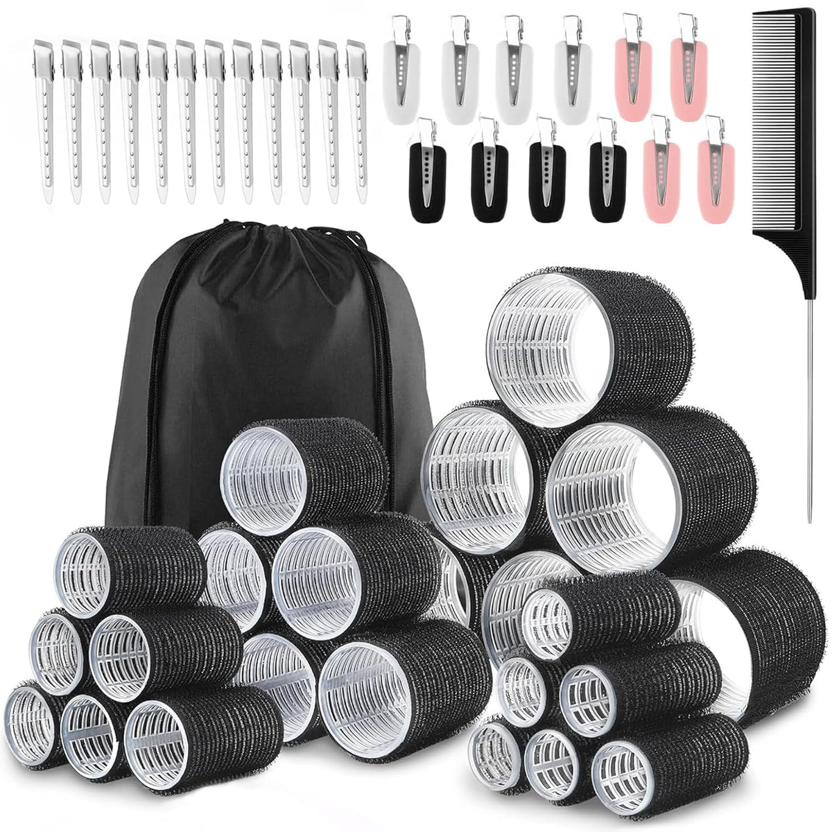 Caija-H Hair Rollers Set including various sizes and clips