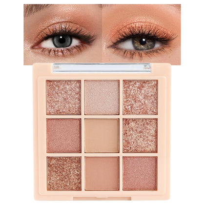 CAKAILA 9-Colour Champagne Rose Gold Eyeshadow Palette front view