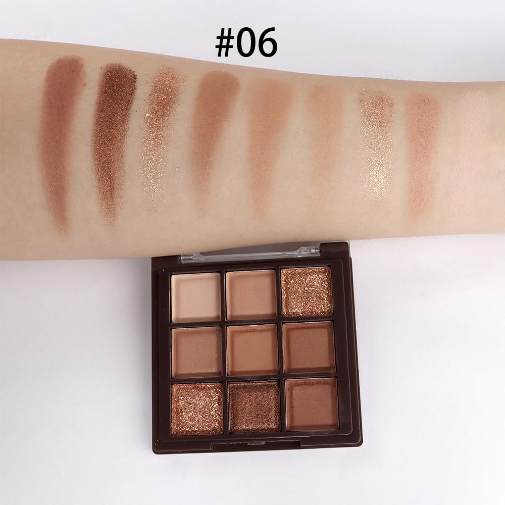 CAKAILA Brown Eyeshadow Palette swatches on skin
