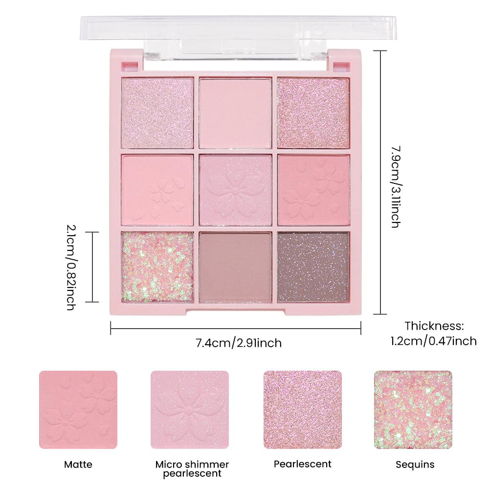 CAKAILA Light Pink Eyeshadow Palette back view with ingredients