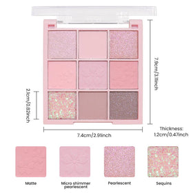 CAKAILA Light Pink Eyeshadow Palette back view with ingredients
