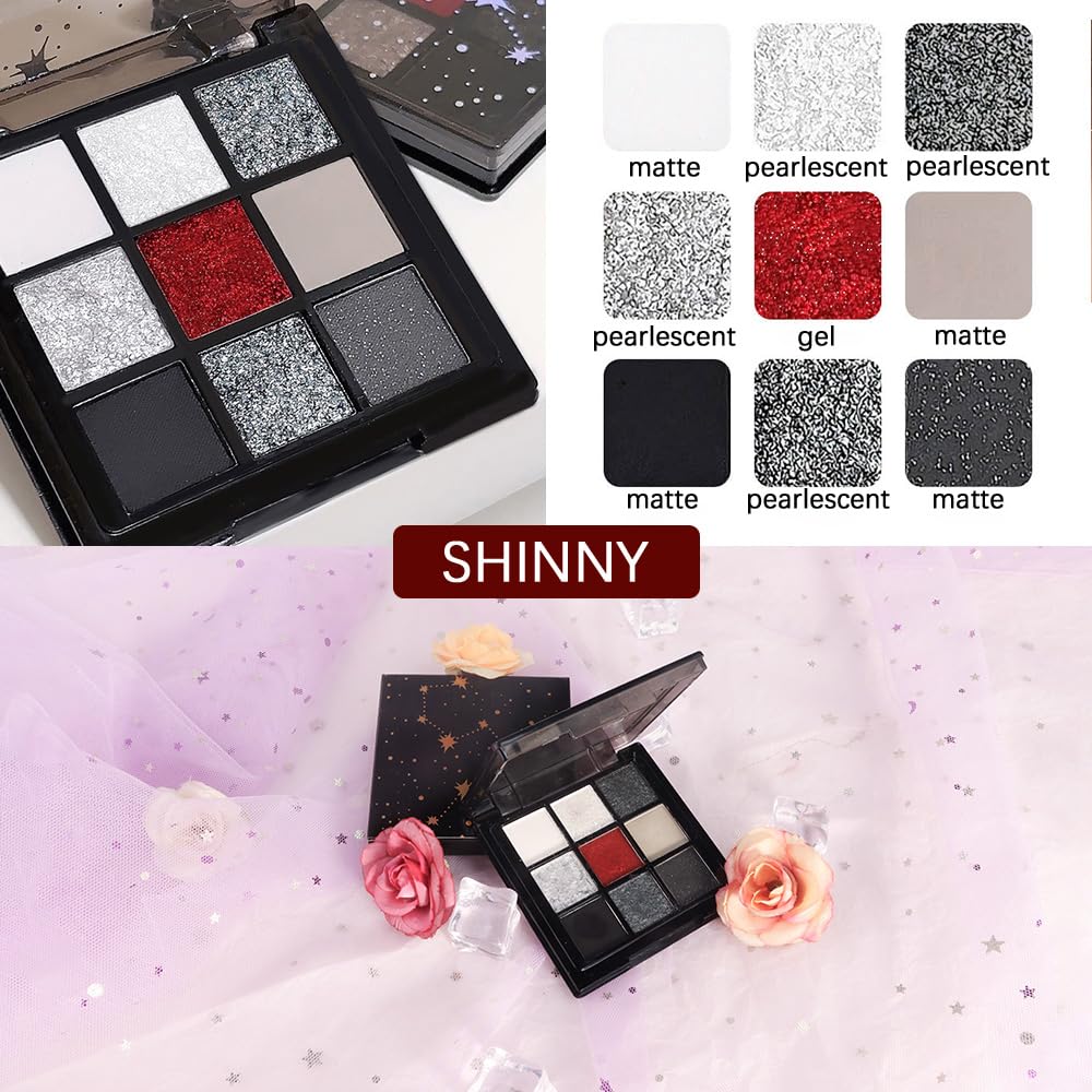 CAKAILA Smokey Black Red Eyeshadow Palette in use during makeup application