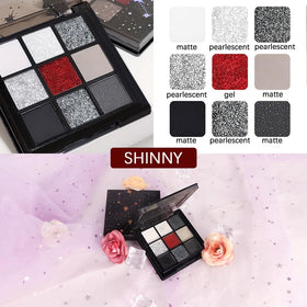 CAKAILA Smokey Black Red Eyeshadow Palette in use during makeup application