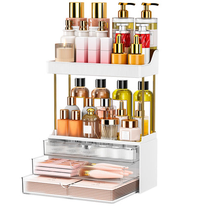 caktraie 3-Drawer Acrylic Makeup Organiser front view