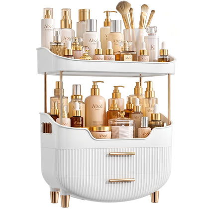caktraie 4-Tier Makeup Organizer front view with gold handle