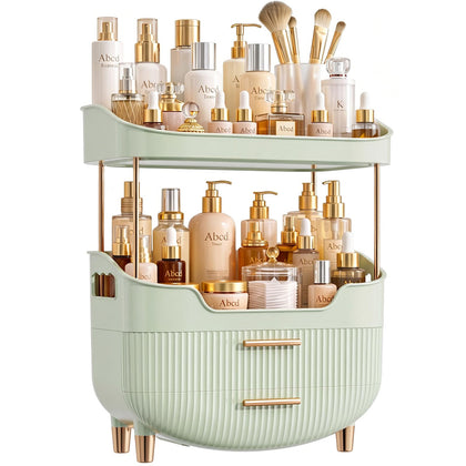 caktraie 4-Tier Makeup Organizer front view with golden handle