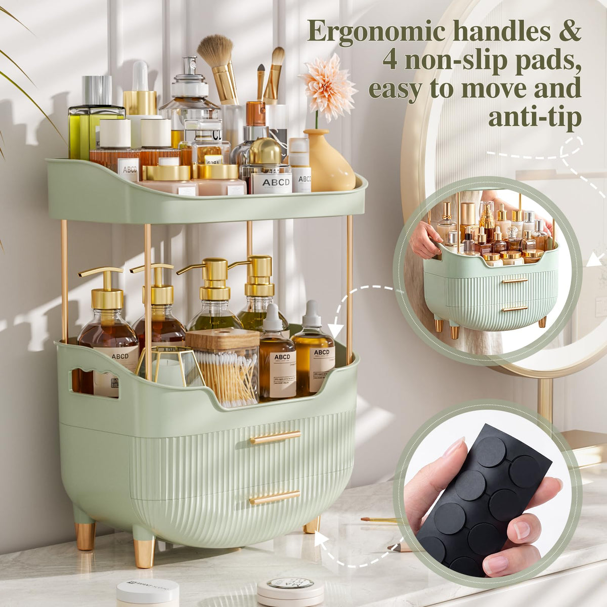 caktraie 4-Tier Makeup Organizer in a bathroom setting