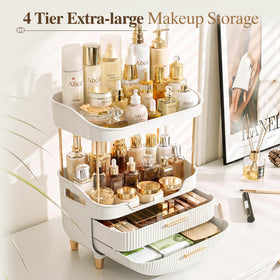 caktraie 4-Tier Makeup Organizer side view showing storage compartments