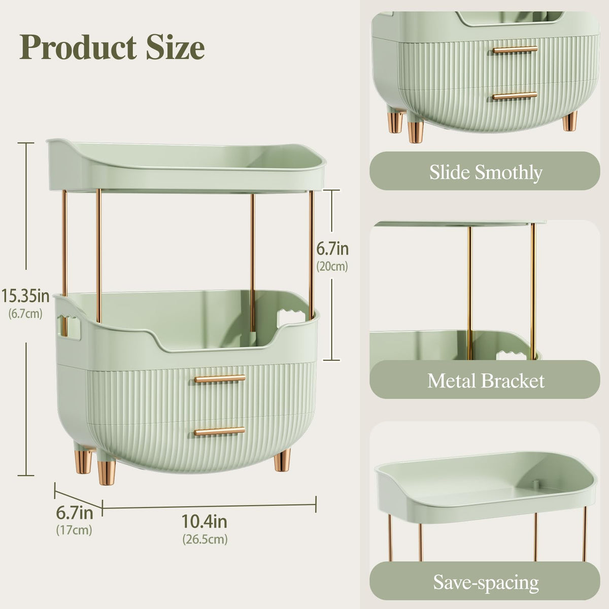 caktraie 4-Tier Makeup Organizer with cosmetics displayed inside