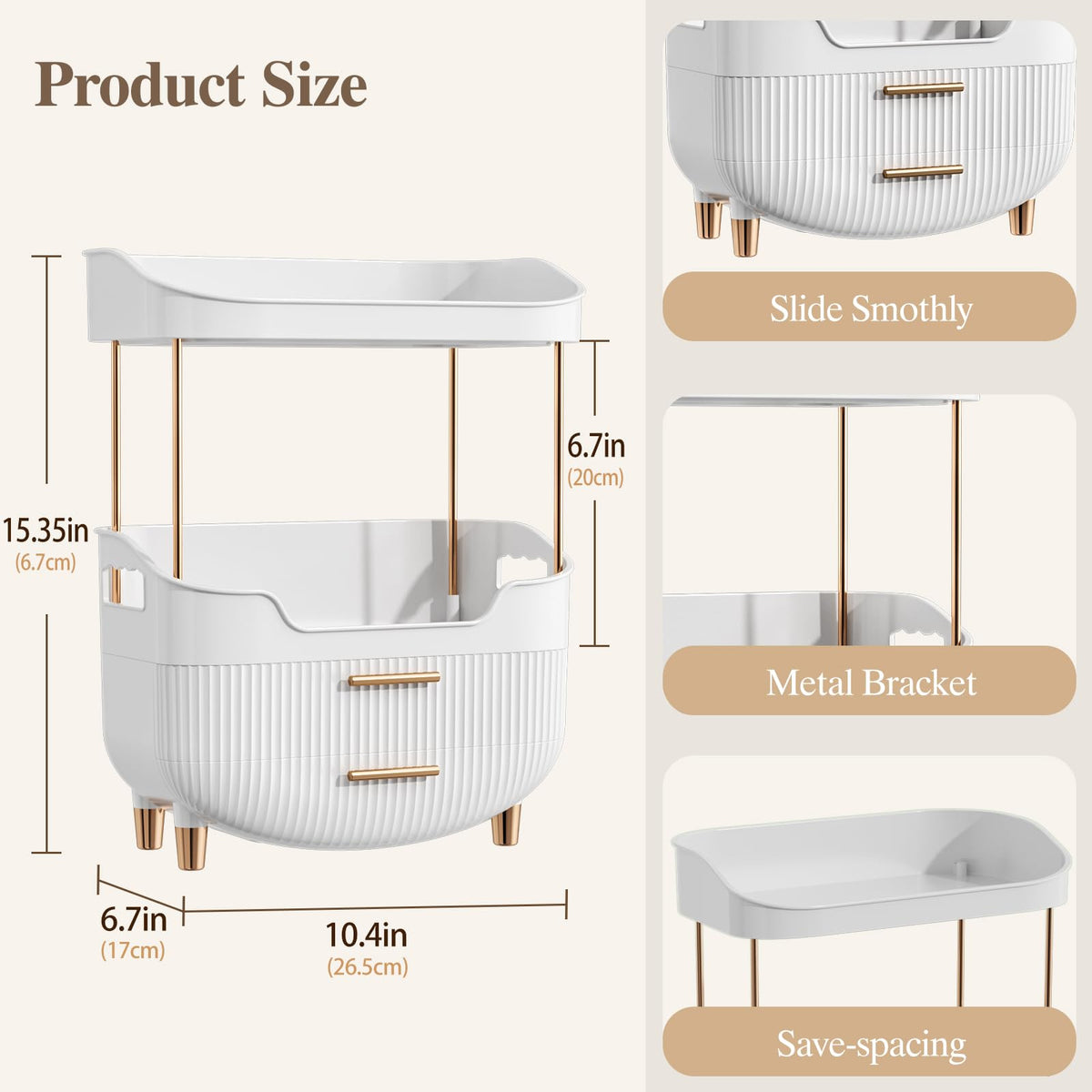 caktraie 4-Tier Makeup Organizer with cosmetics displayed inside