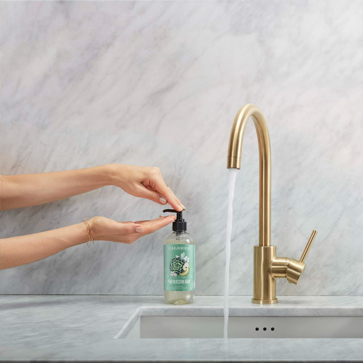 Caldrea Pear Blossom Agave Hand Wash Soap bottle with label