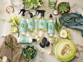 Caldrea Pear Blossom Agave Hand Wash Soap in a bathroom setting