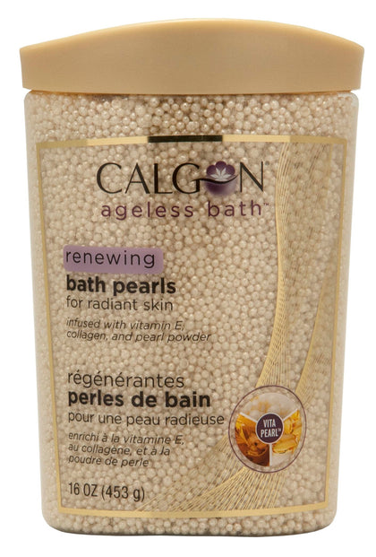 Calgon Ageless Bath Renewing Pearls 16 oz front view