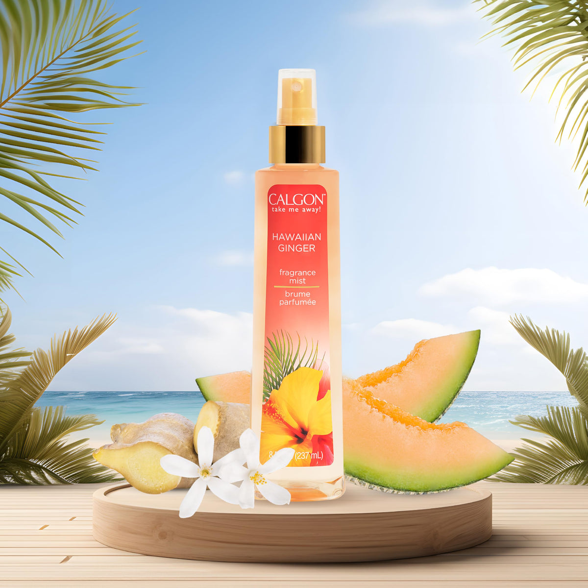 Calgon Hawaiian Ginger Body Mist 8 fl oz spray nozzle
