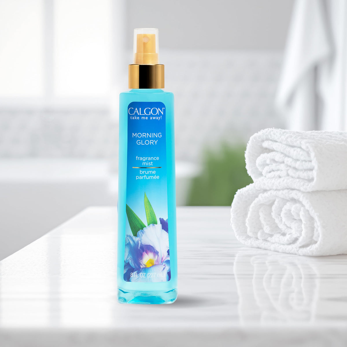 Calgon Morning Glory Body Mist close-up of spray nozzle