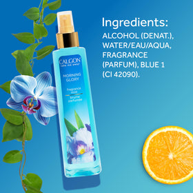 Calgon Morning Glory Body Mist displayed with body wash