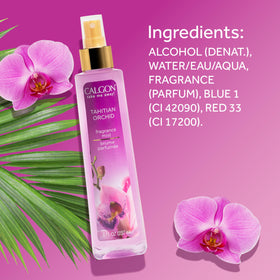 Calgon Tahitian Orchid Body Mist on a vanity