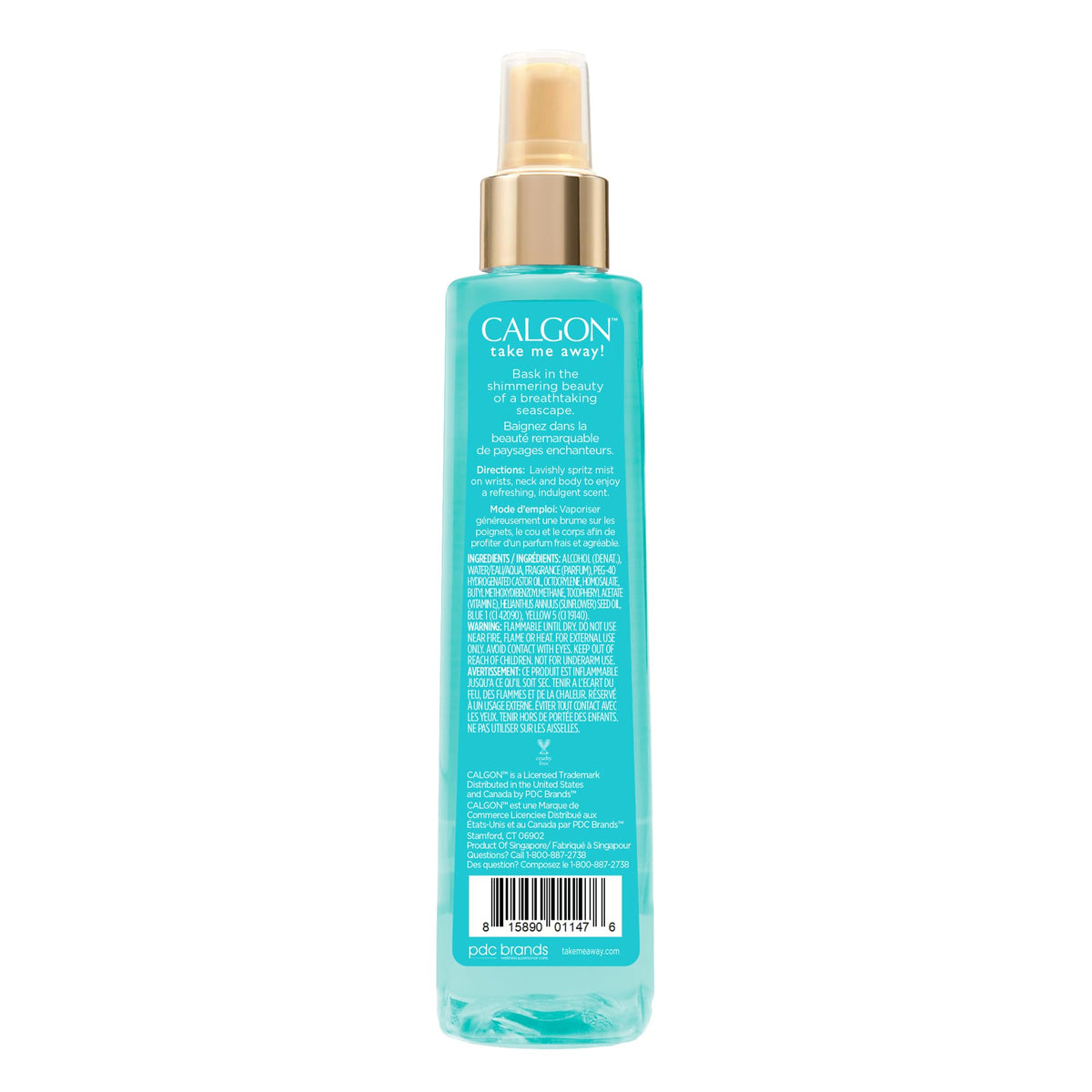 Calgon Turquoise Seas Body Mist 8-Ounce bottle side view