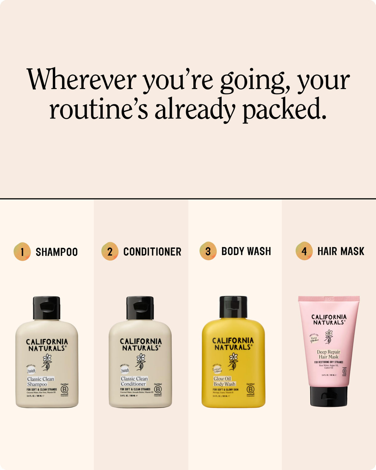 California Naturals mini conditioner bottle close-up