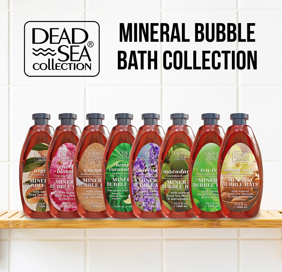 Calming bath setup featuring Dead Sea Collection Bubble Bath